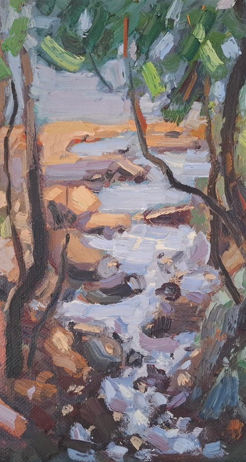 Pleinair painting Sunny beach by Olena Kolotova