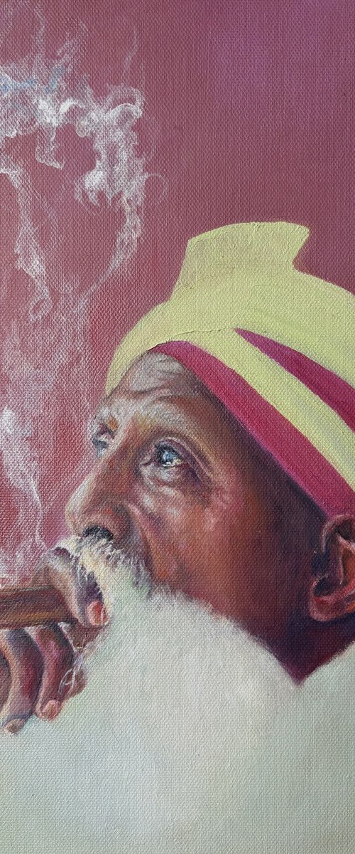 Smoking man in a turban by Anastasiya Kostyuk