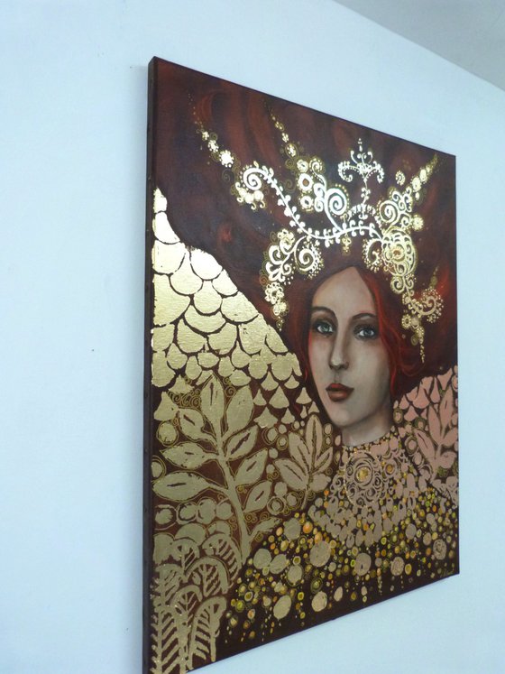 Mystic Diva 50 x 65 cm a tribute to Klimt