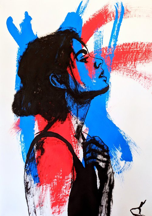 Red Blue Girl by Valera Hrishanin