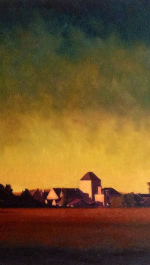 The French Village ( framed original) by Christopher  Gill