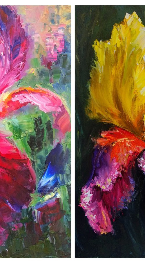 Diptych flowers Irises by Anastasia Art Line
