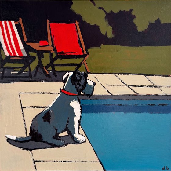 By Pool - Original Artwork 8x8in