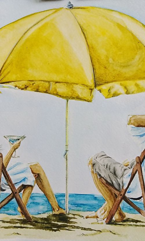 Sunbathing. Original watercolor painting by Svetlana Vorobyeva by Svetlana Vorobyeva
