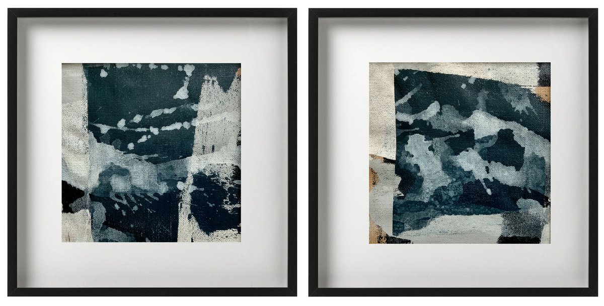 Abstract No. 20120-4+5 minimalism black and white - set of 2 by Anita Kaufmann