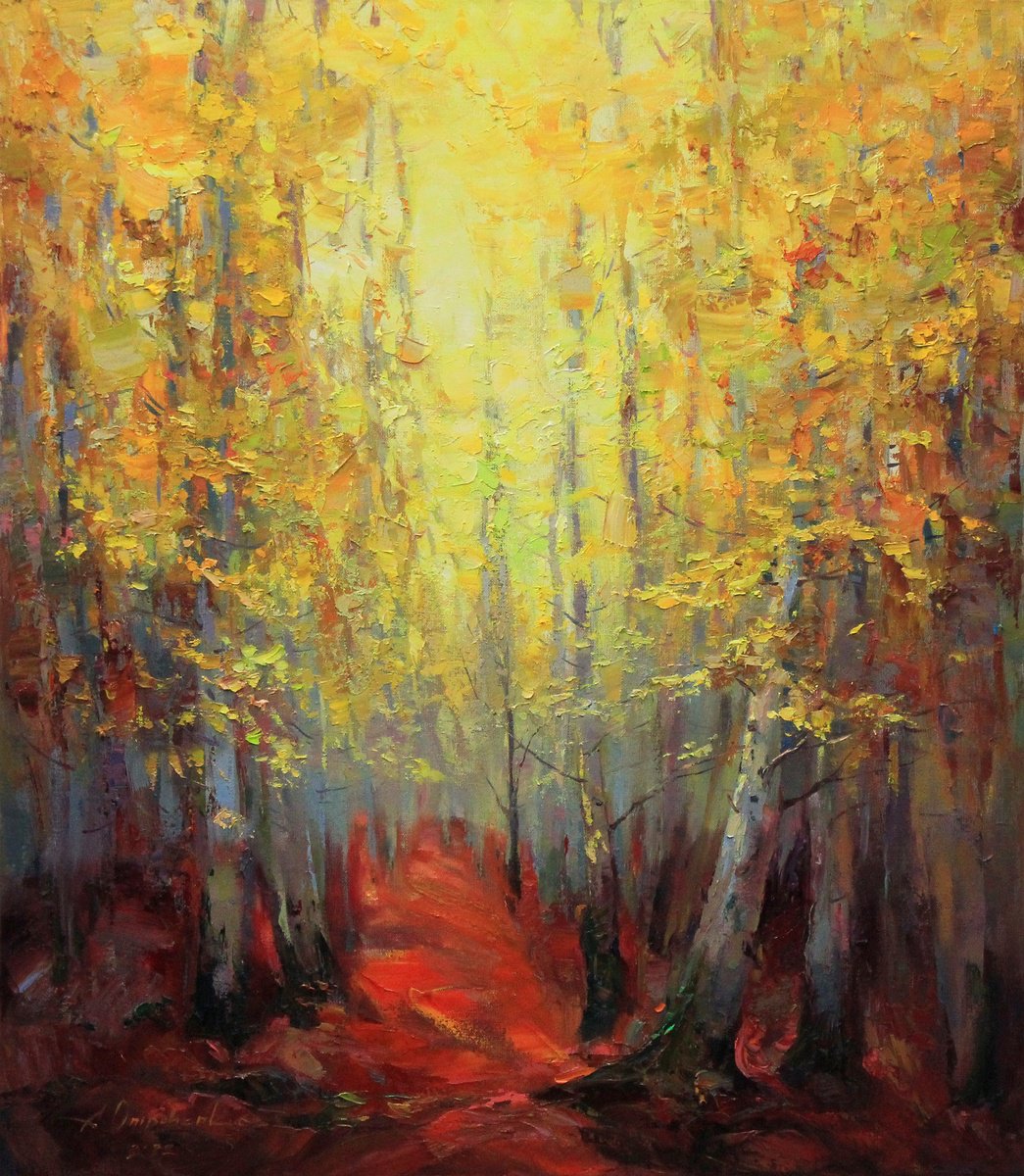 Autumn in the aspen forest by Alisa Onipchenko-Cherniakovska