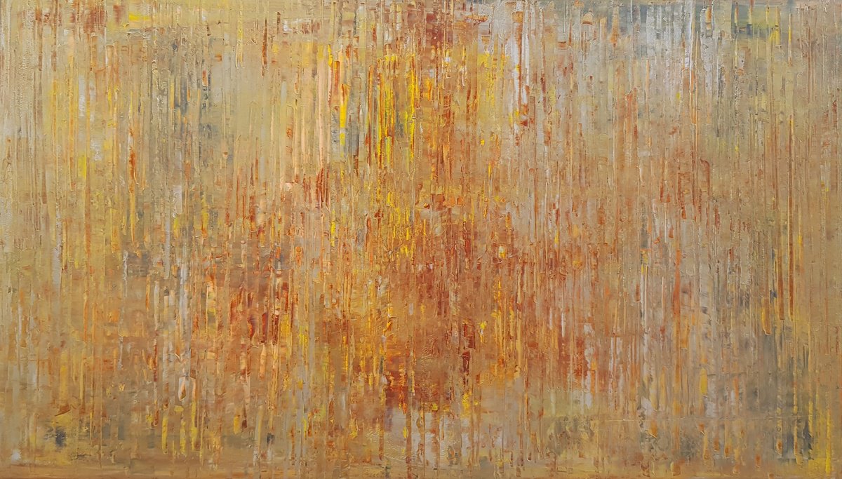 Abstract Acrylic Painting By Ivana Olbricht, 47 X 28, Foggy Forest, Original Artwork