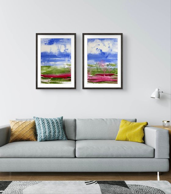 Spring rain Abstract landscape