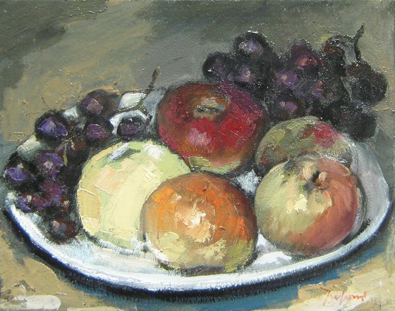 "Still life - Apples and grapes" KOV-49, author: Mato Jurkovic, academic painter