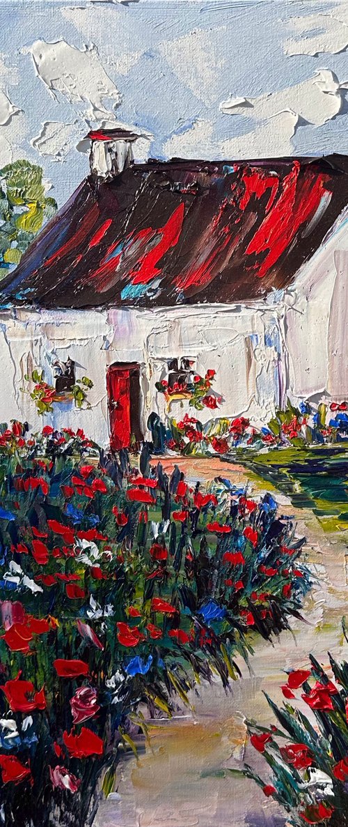 Old house with red flowers by Oksana Fedorova