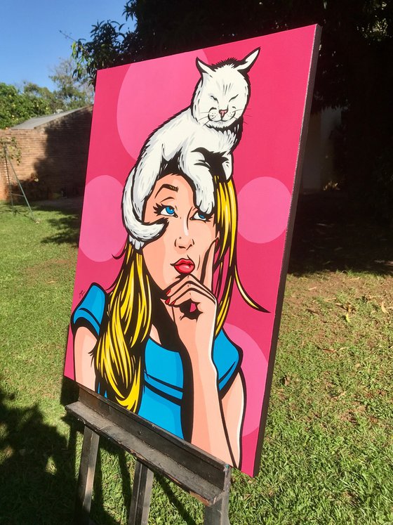 Cat On A Hot Blonde Head