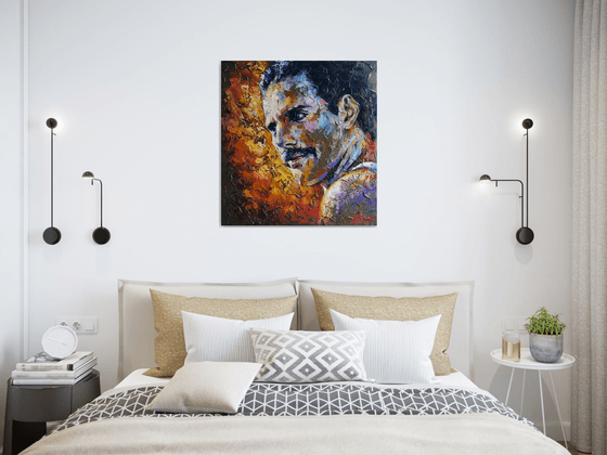 Freddie Mercury Painting, Queen original oil art, portrait