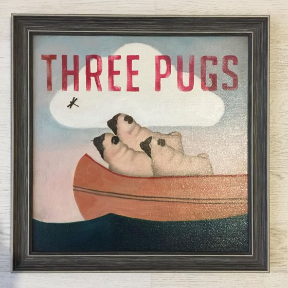 Three pugs in a boat