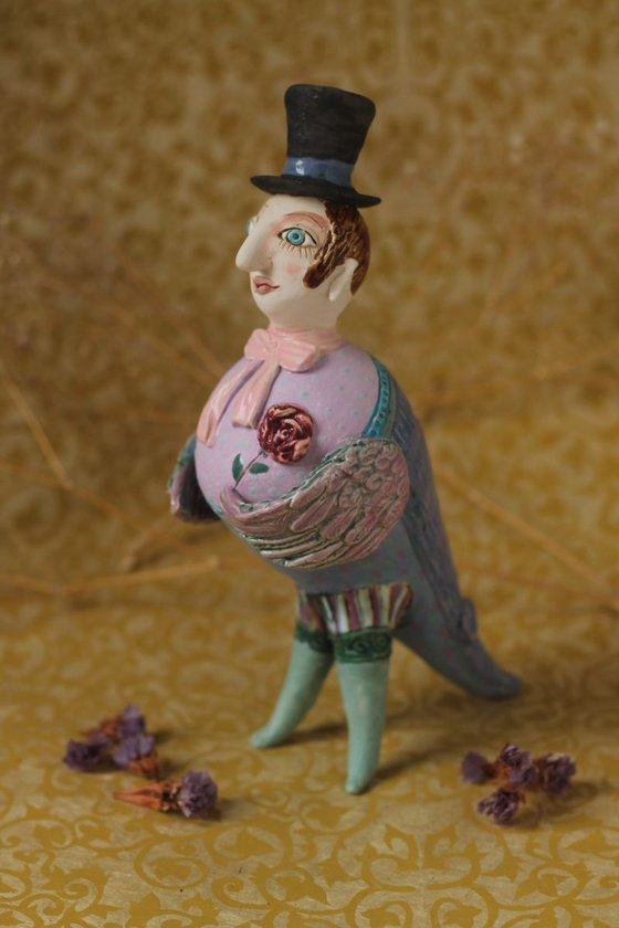 Funny bird II. Ceramic sculpture