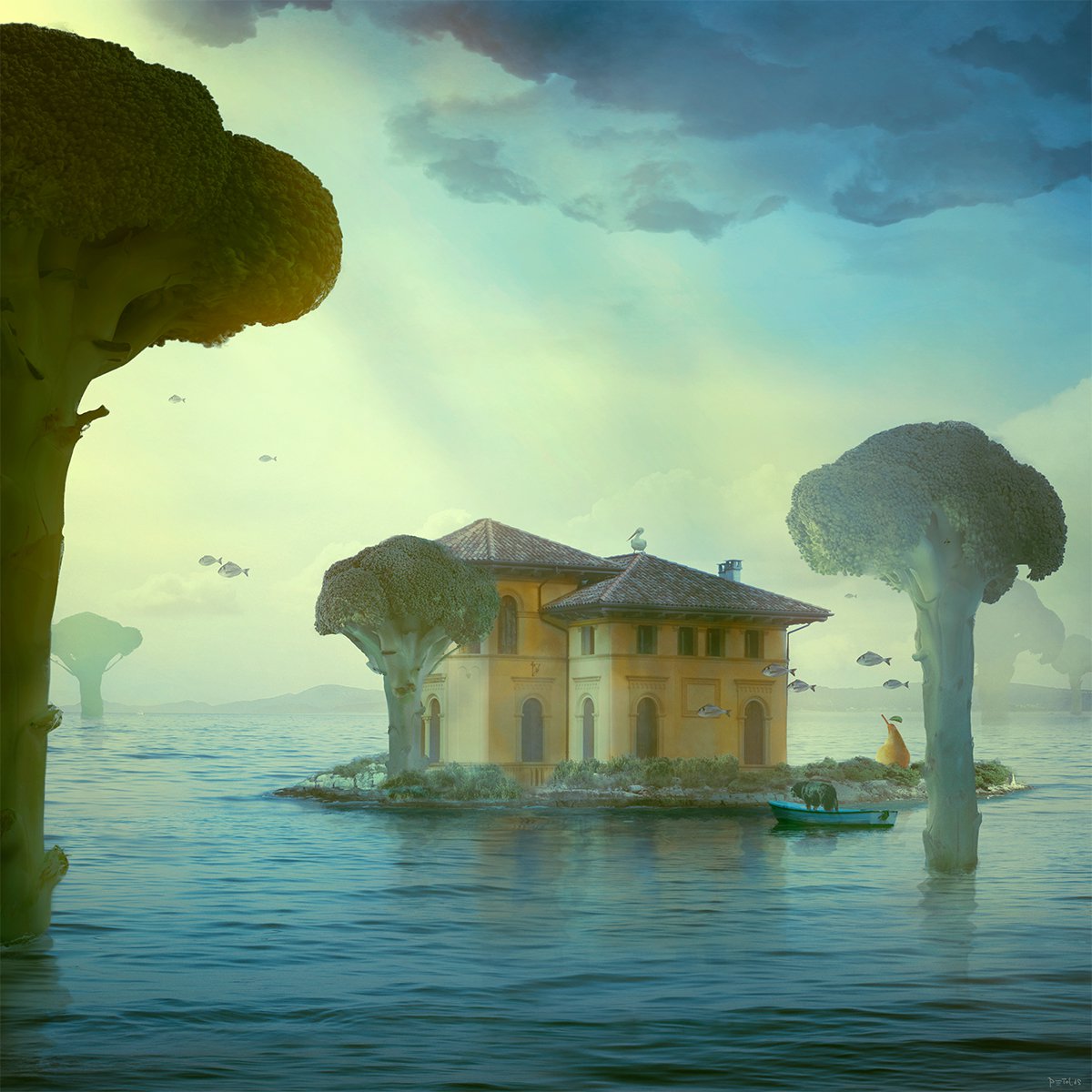 Surrealistic Landscape Photograph By Nikolina Petolas, 22 X 22", Miles Away, Original Artwork