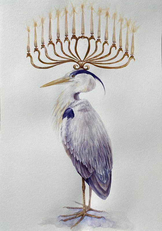 Heron with a Golden Candelabra