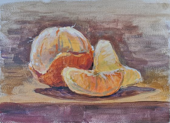 "Mandarine" (acrylic on paper) (11x15×0.1'')