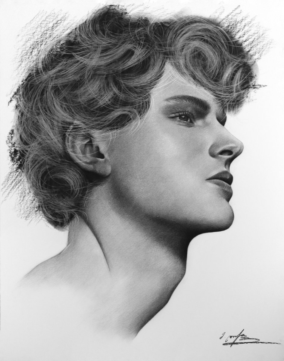 Photorealistic Portrait Charcoal Drawing By Mariam Darchiashvili, 11 X 14", Male Portrait #2, Original Artwork