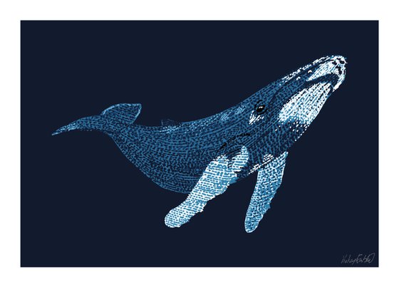 Humpback Whale - Stippling Illustration