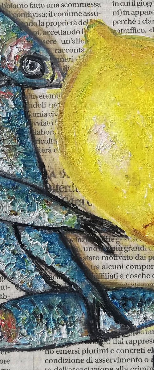 Fishes with Lemon on Newspaper by Katia Ricci