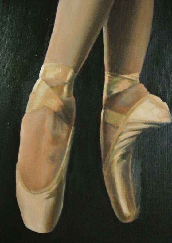 'Pointe' , Ballet Shoes, Ballet Painting, Ballerina, Dance, Framed and Ready to Hang