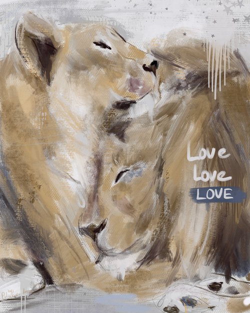 Love, love, love - Lion, tiger, safari animals by Anna Polani