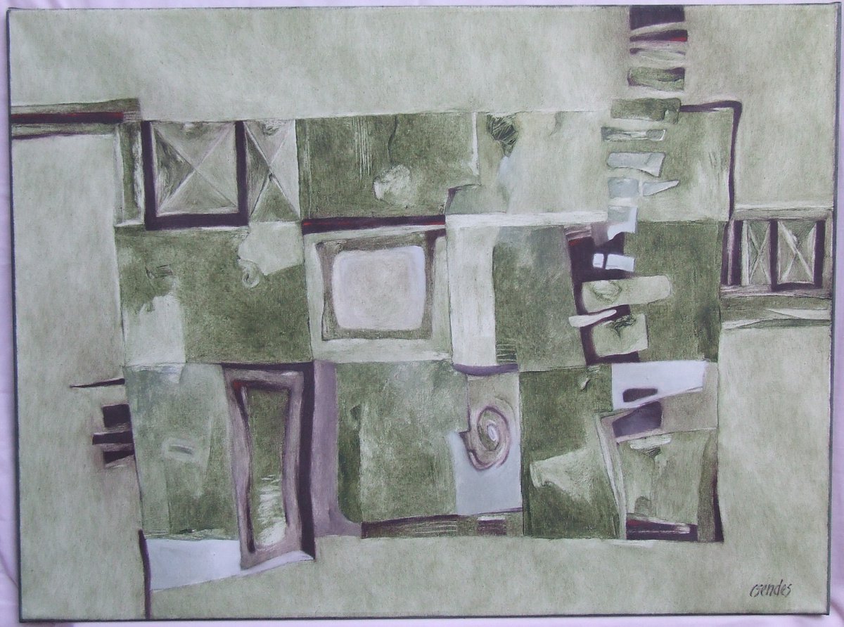 Expressive Abstract Oil Painting By Csaba Csendes, 31 X 24, Gates, Original Artwork