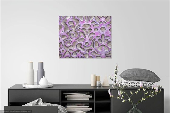 CODE 6629 - oil abstract painting on 3D stretched canvas