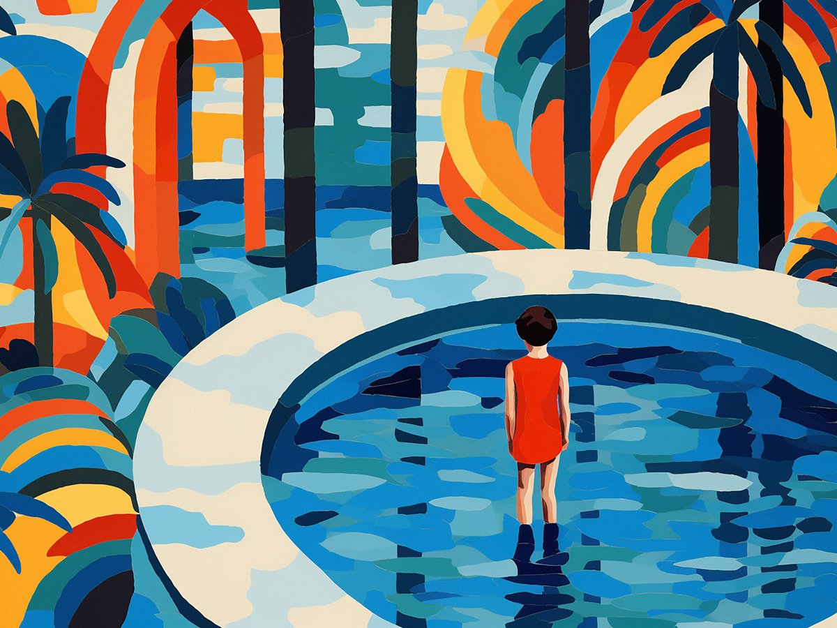 Illustrative Cityscapes Acrylic Painting By Kosta Morr, 31 X 24", Childhood, Original Artwork