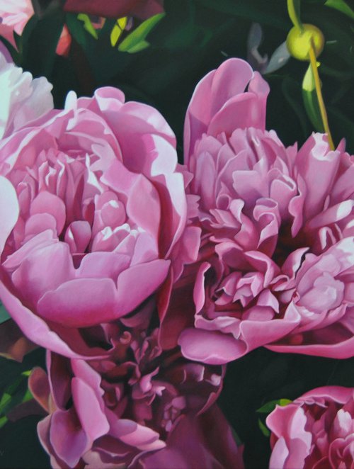 Peonies 2 , Original Oil on Canvas Art by Valeri Tsvetkov