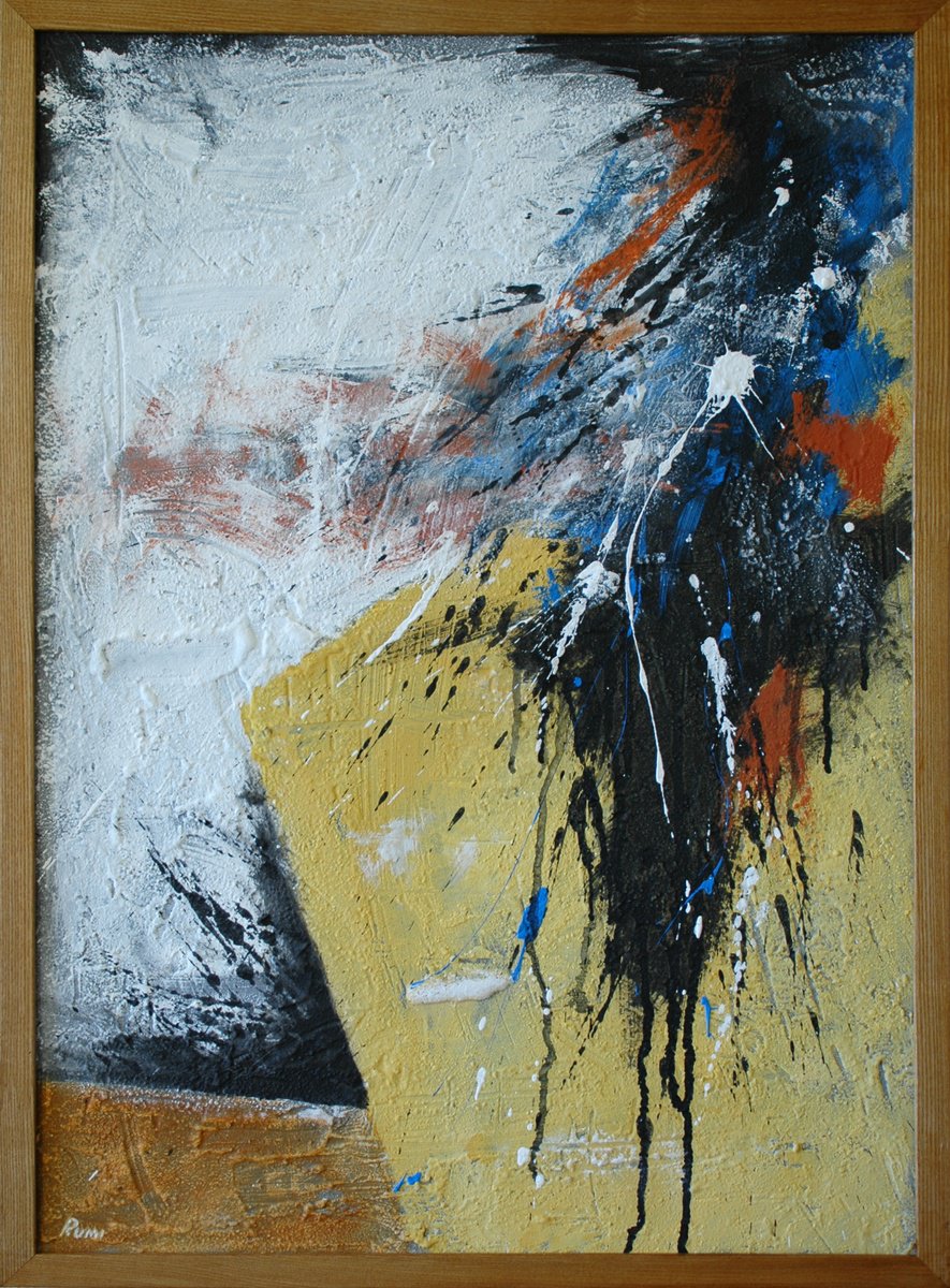 Abstract Acrylic Painting By Rumen Spasov, 21 X 29", "In A ?urbulent ?otion", Original Artwork