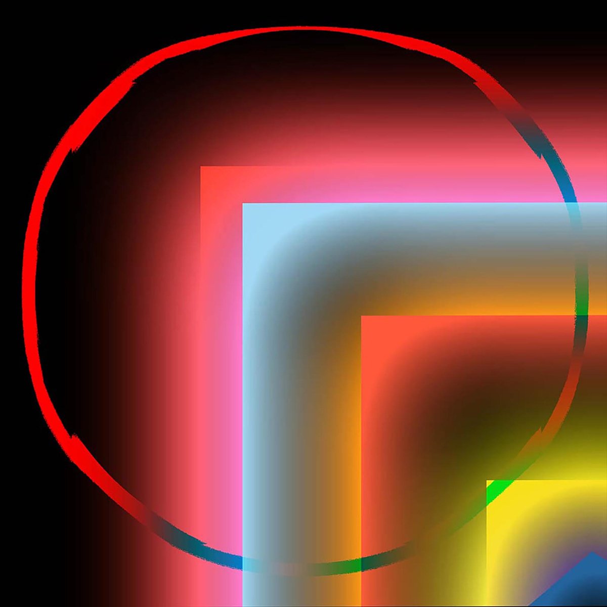 Expressive Abstract C-Type Print By Geert Lemmers Fpa, 31 X 31, Glowing Figures. I, Original Artwork