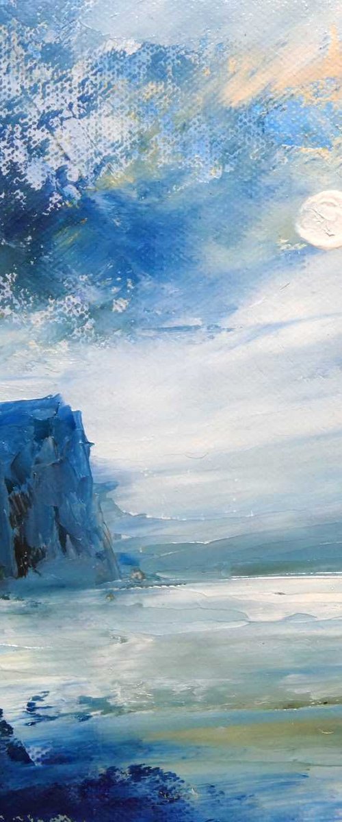 Blue moonlit Sea Cliffs by oconnart
