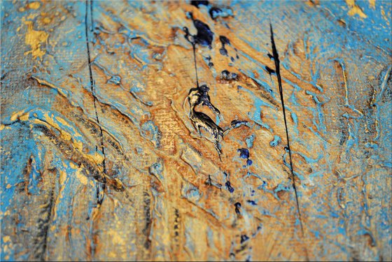 Golden Tears - Abstract acrylic painting high textured canvas art wall art ready to hang