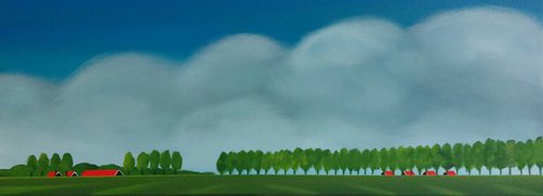 Dike with trees (July) by Nelly van Nieuwenhuijzen