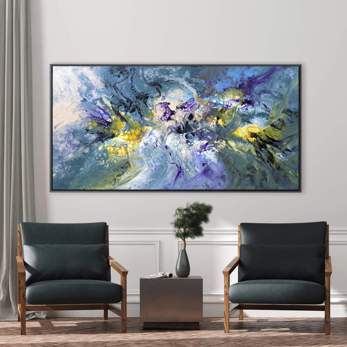 Abstract Acrylic Painting By Areti Ampi, 47 X 24, Northern Wind, Original Artwork