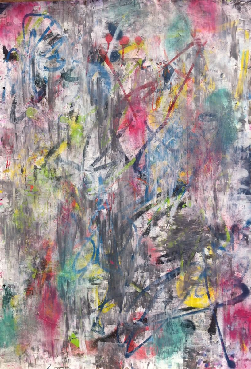 Abstract Painting By The Most Active, 26 X 39", Late Night Early Mornings, Original Artwork