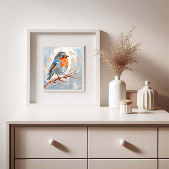 Robin Bird Painting Miniature Artwork