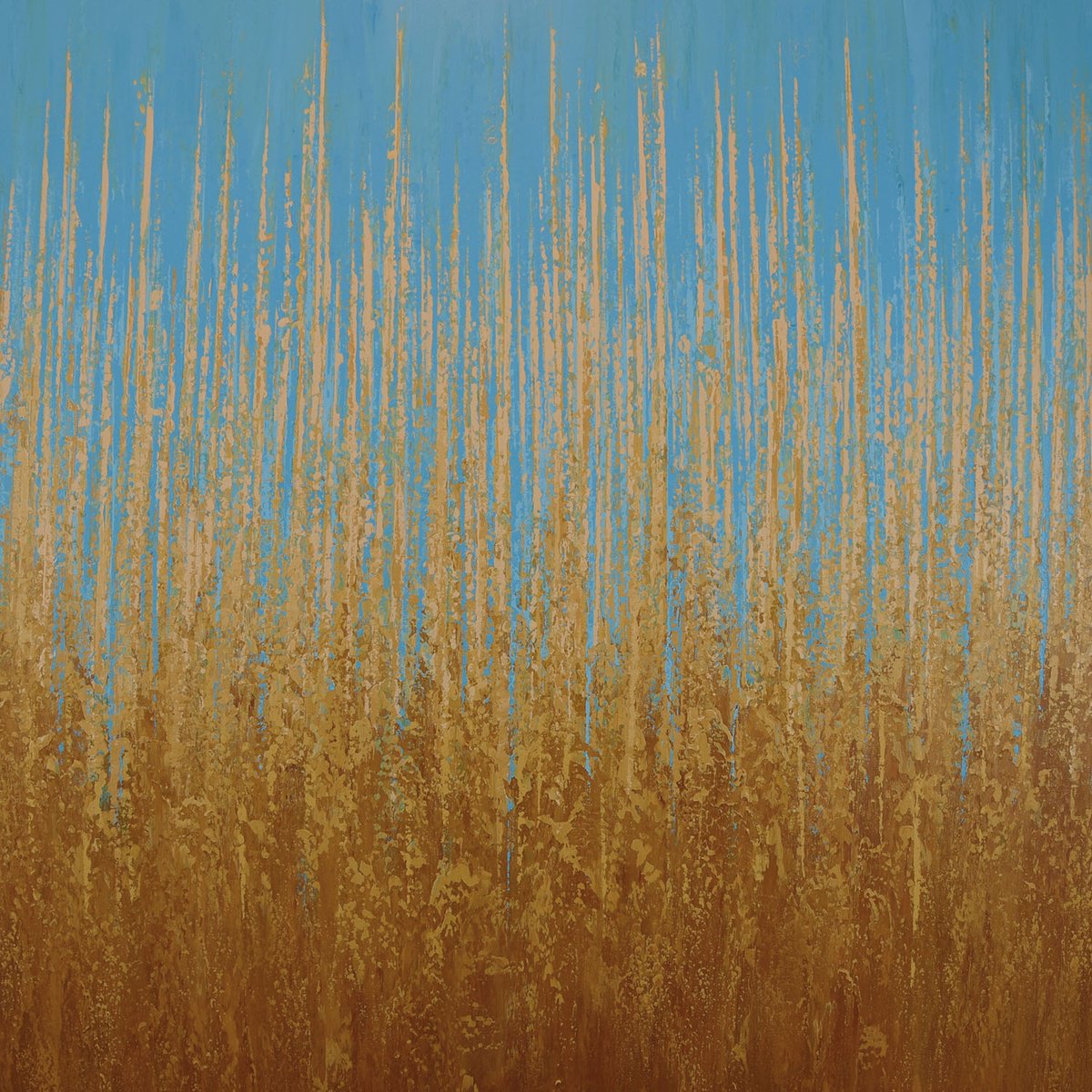 Expressive Abstract Acrylic Painting By Suzanne Vaughan, 40 X 40", Bright Summer Field, Original Artwork