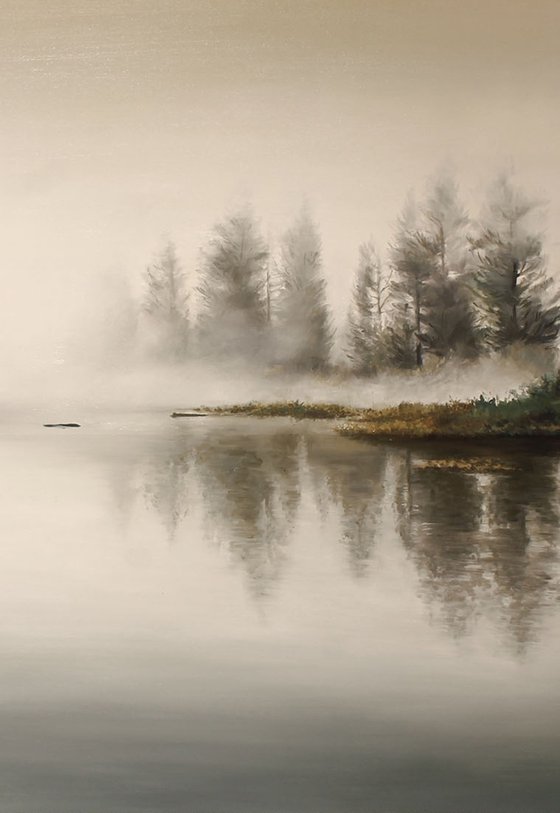 "River Fog 2" River landscape oil art