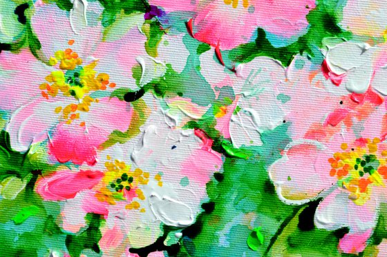Wild White and Pink Roses
