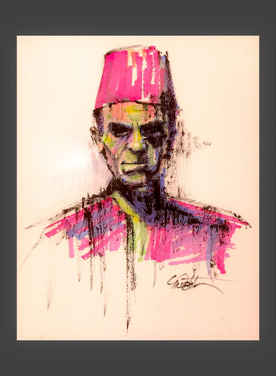 Expressive Portrait Drawing By Deke Wightman, 9 X 12, Boris-1932, Original Artwork