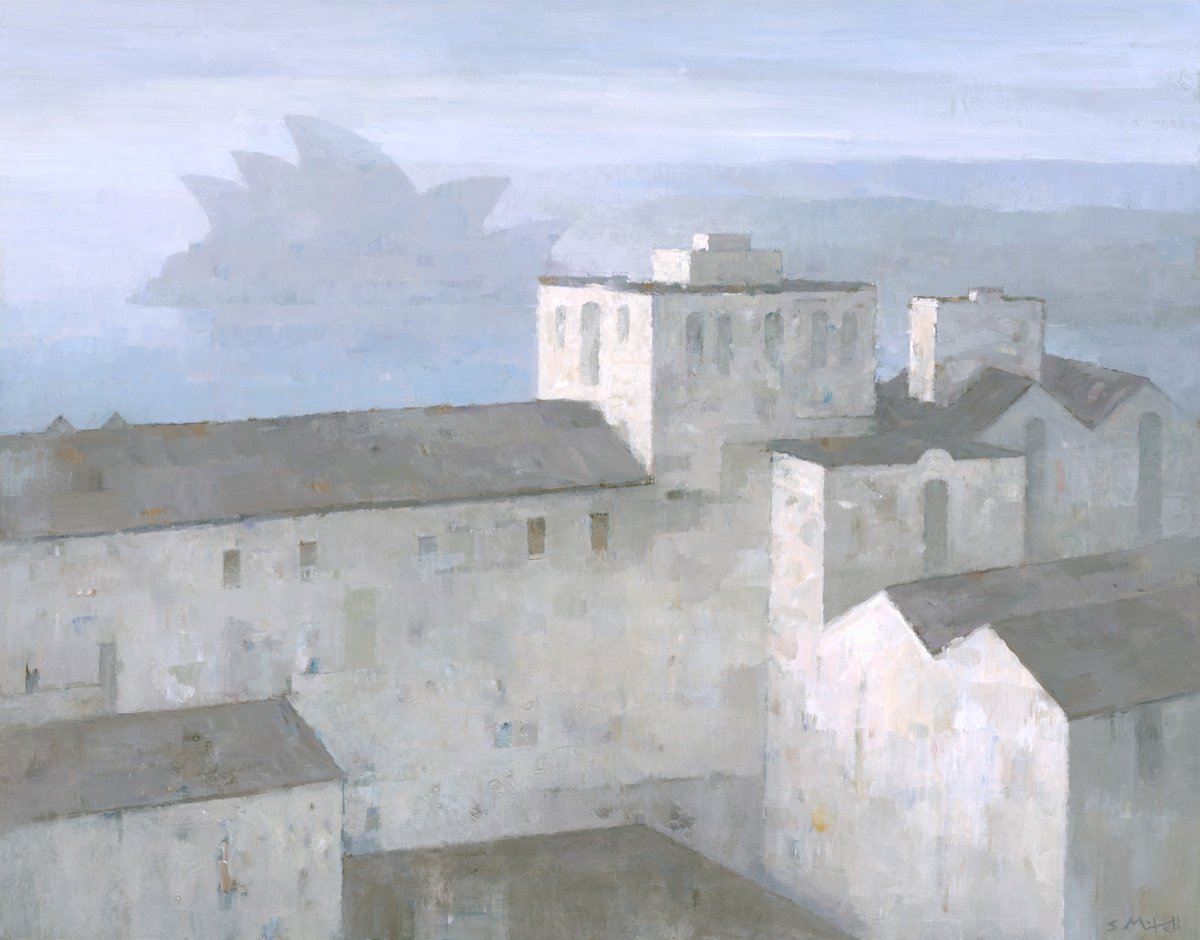 Impressionistic Cityscapes Acrylic Painting By Steve Mitchell, 31 X 25", Sydney Opera House, Original Artwork