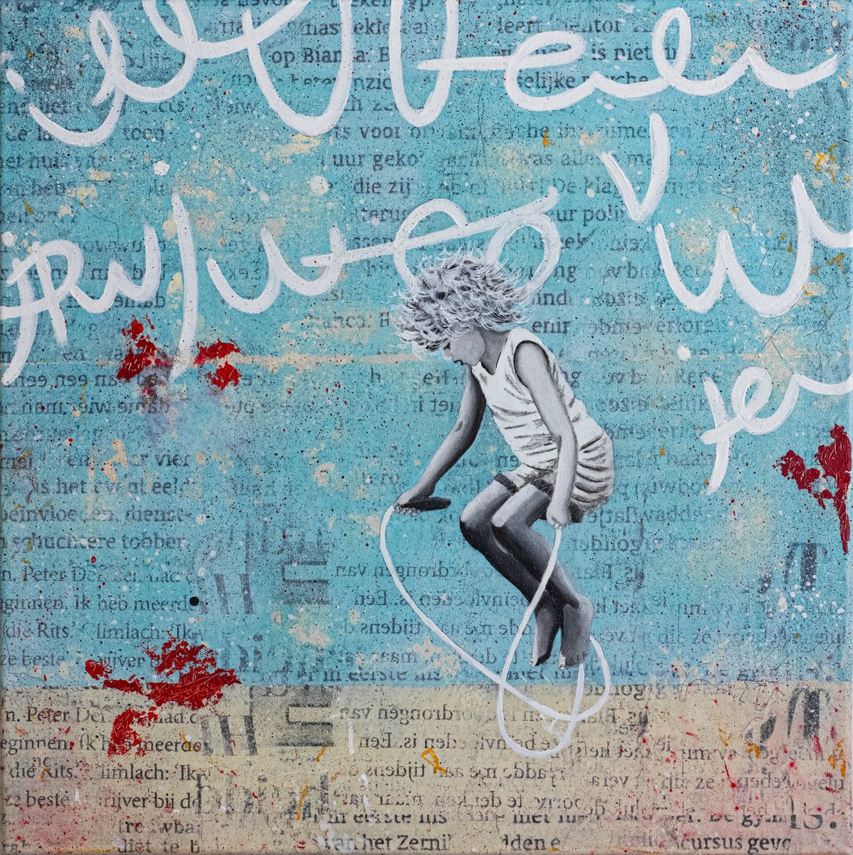 Urban And Pop Portrait Painting By Db Waterman, 20 X 20, Awesome Annie, Original Artwork