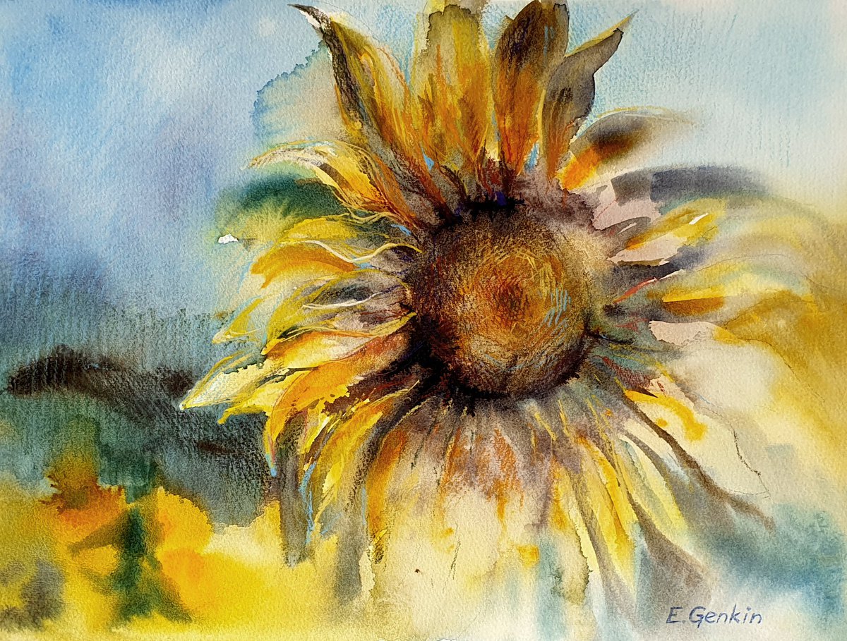Sunflower portrait by Elena Genkin