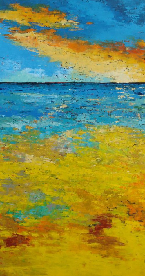 Atlantic Sunset (ref#:1214-100F) - LARGE PAINTING by Saroja van der Stegen