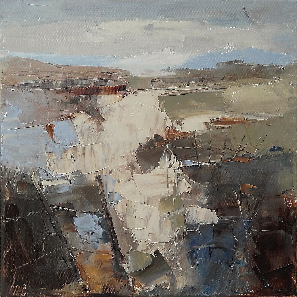 Expressive Landscape Oil Painting By Emilia Milcheva, 16 X 16, Craving, Original Artwork