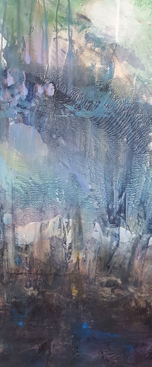 LARGE MINDSCAPE BEAUTIFUL SILENCE FOREST BY OVIDIU KLOSKA 100X120 CM 2017 by Kloska Ovidiu