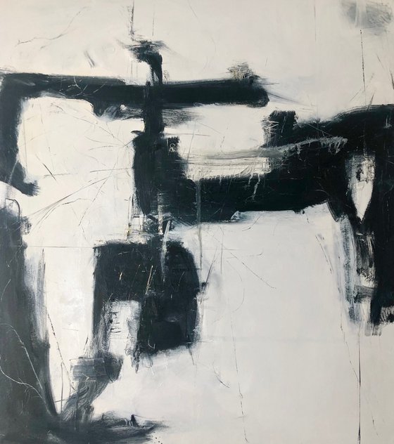 The first sonnet. Black and white abstract painting.