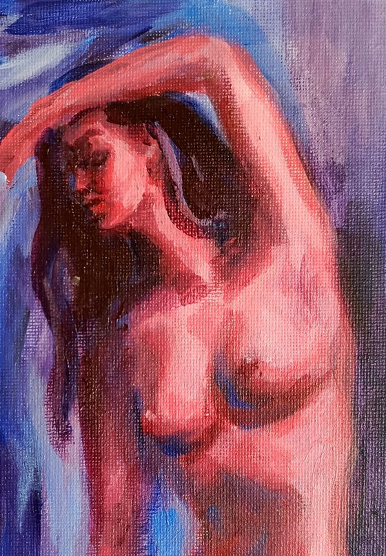 Naked in Blue Bedroom art